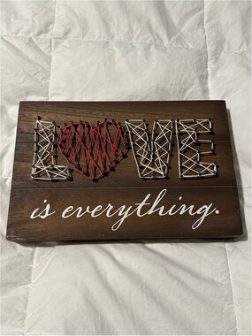 Rustic 'Love' String Art Wall Decor in Red and White